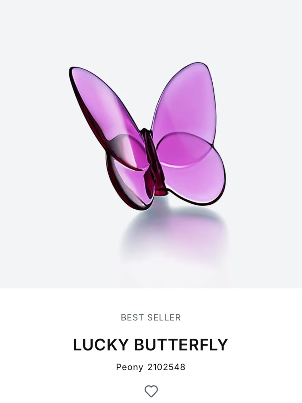 Baccarat Peony Pink-Purple Glass Butterfly Figurine